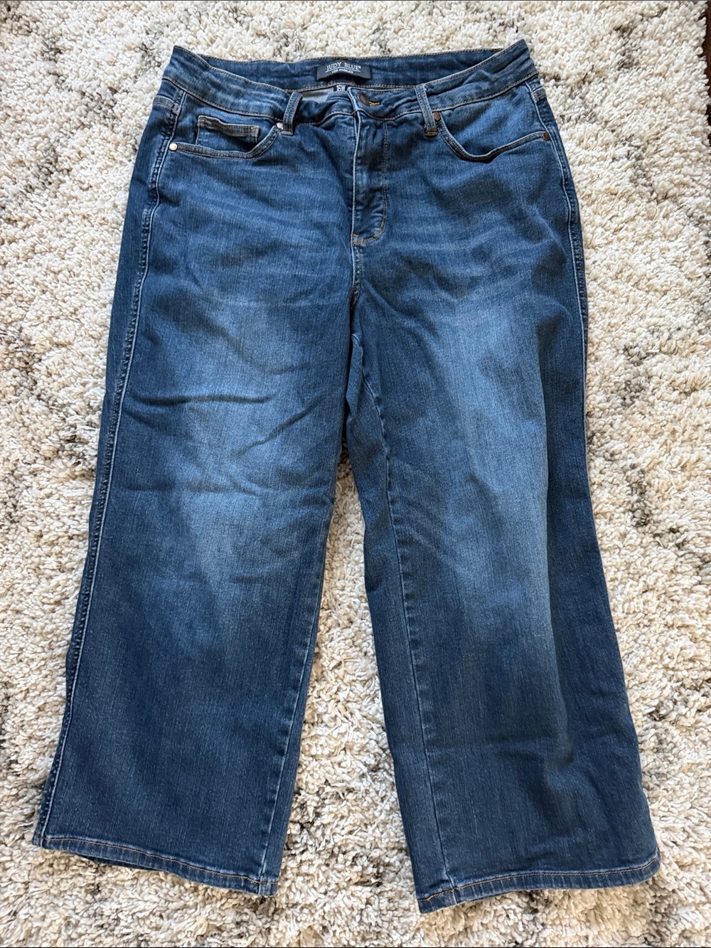 Judy Blue Dark Blue Cropped Wide-Leg Jeans